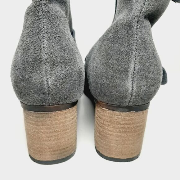 BEARPAW / Amethyst Genuine Suede Heeled Winter Bootie Lined Block Heel Grey 11 - Picture 10 of 16